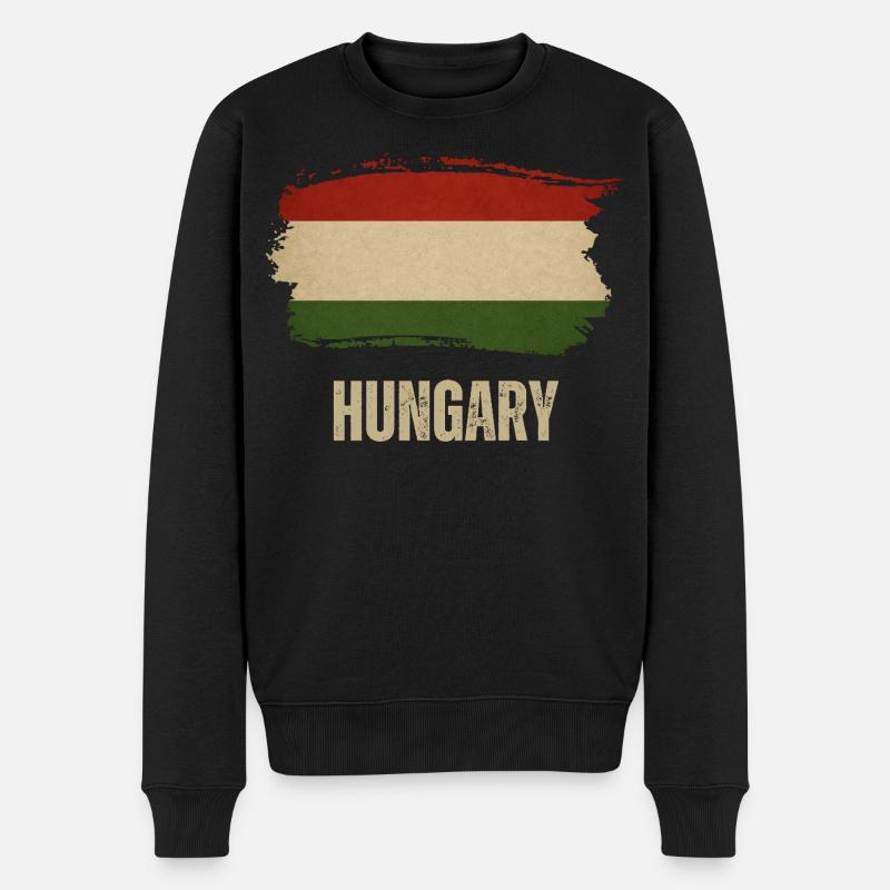 Grunge-Flagge von Ungarn, ungarischer Stolz - Männer Premium Bio Pullover - Schwarz