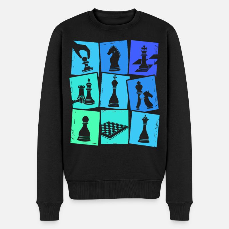 Schach Schachspieler Kinder Jungen Herren - Männer Premium Bio Pullover - Schwarz
