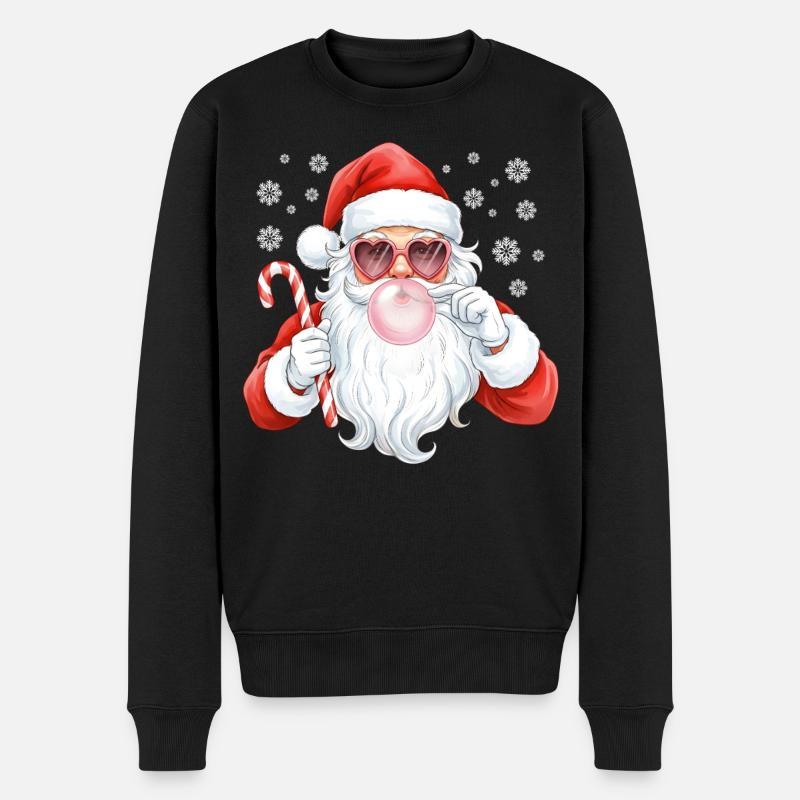 Santa Bubble Gum Pink - Männer Premium Bio Pullover - Schwarz