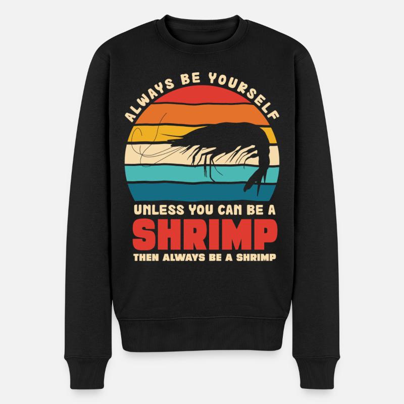 Crevette Thème Rétro Coucher de soleil - Pull Premium bio Homme - noir