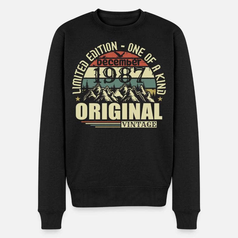 Décembre 1987 Décembre Anniversaire Décembre 1987 - Pull Premium bio Homme - noir