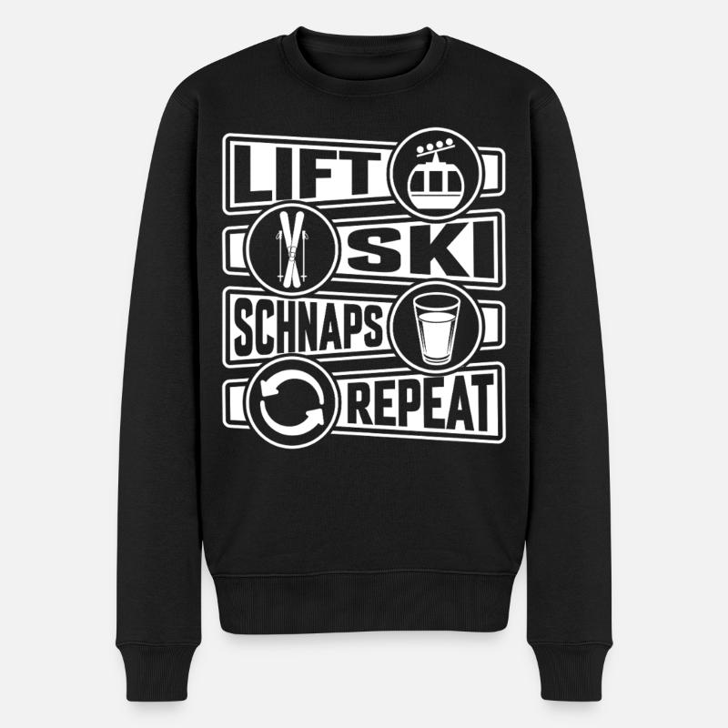 Lift Ski Schnaps Repeat Apres Ski - Männer Premium Bio Pullover - Schwarz