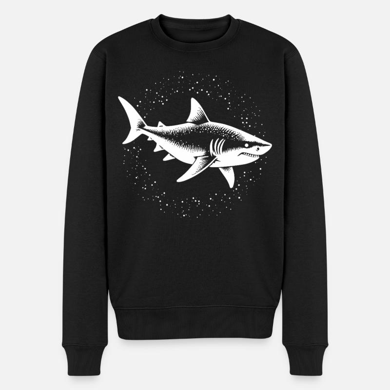 Hai Raubfisch Ozean Raubtier - Männer Premium Bio Pullover - Schwarz