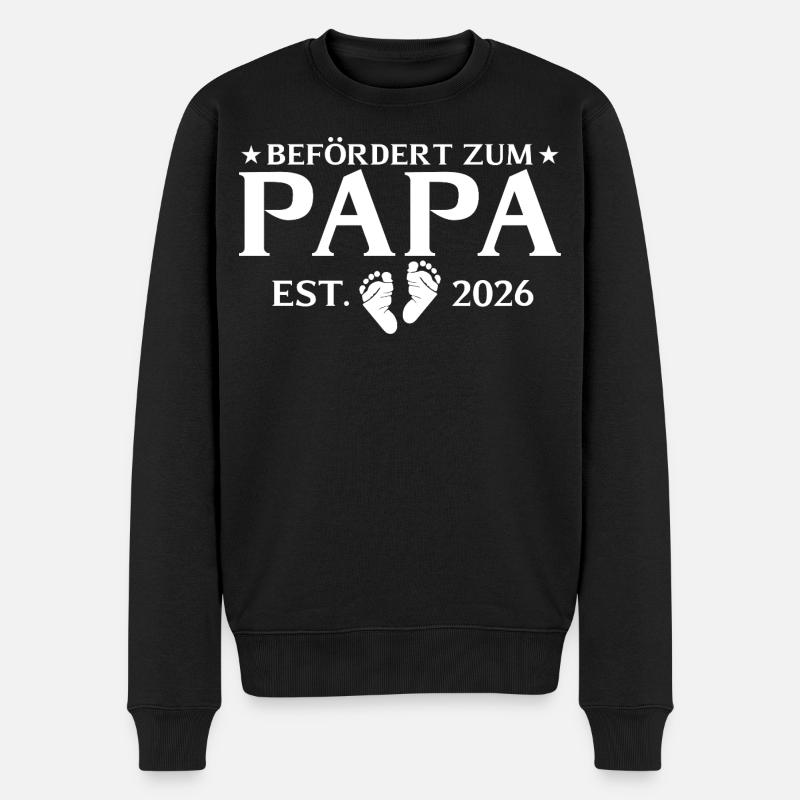 Befördert zum Papa est. 2026 Vaterschaft - Männer Premium Bio Pullover - Schwarz