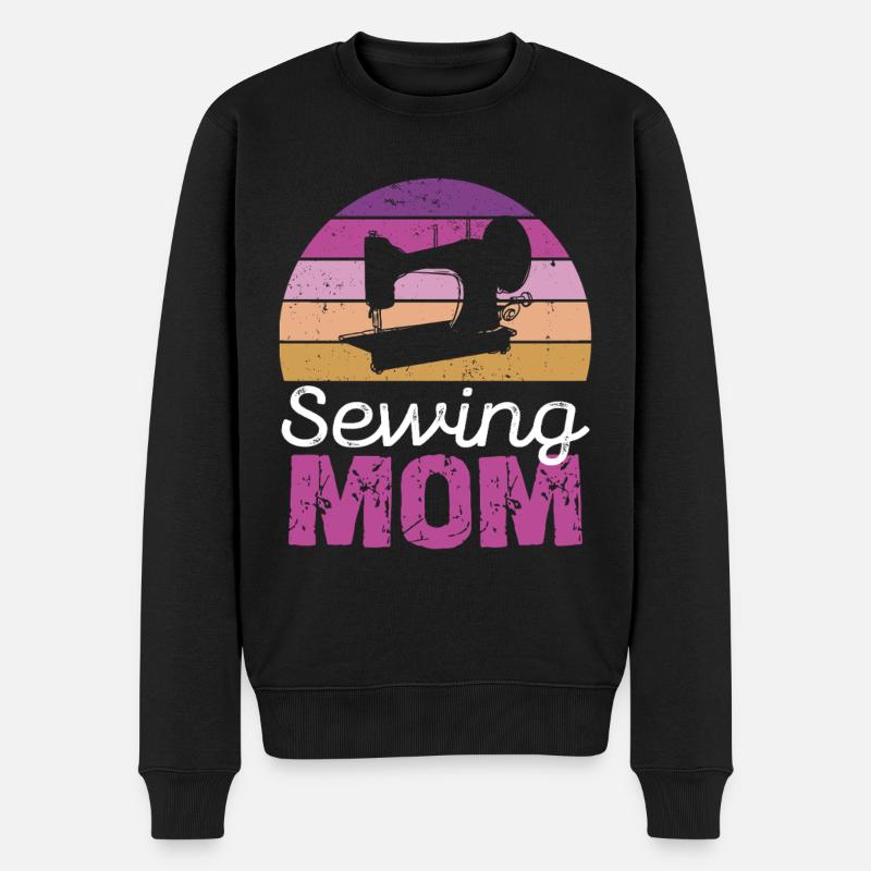 Sewing Mom Retro Kreis - Männer Premium Bio Pullover - Schwarz