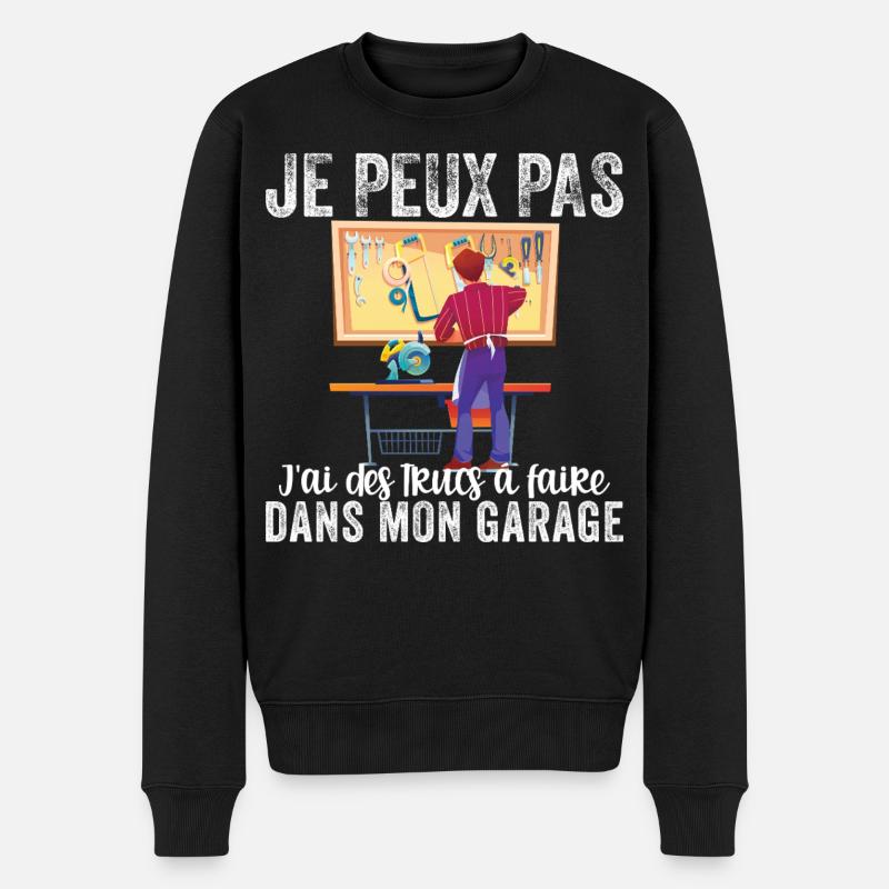 Ich kann nicht, ich habe in meiner Garage etwas zu tun - Männer Premium Bio Pullover - Schwarz
