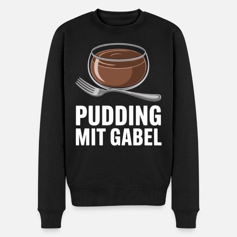 Pudding with fork - Men's Premium Organic Jumper - black