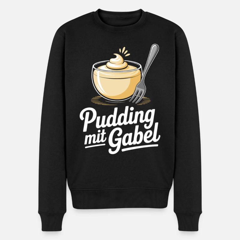 Pudding with fork - Men's Premium Organic Jumper - black