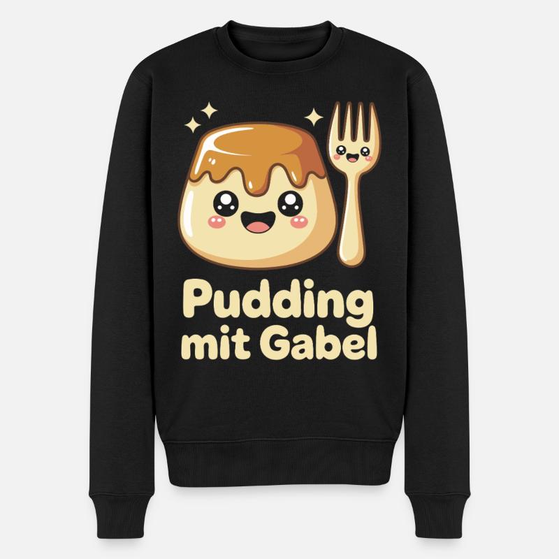 Pudding Mit Gabel - Männer Premium Bio Pullover - Schwarz