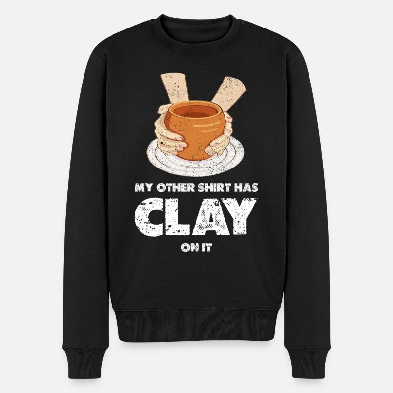 Clay Auf Shirt Spruch - Männer Premium Bio Pullover - Schwarz