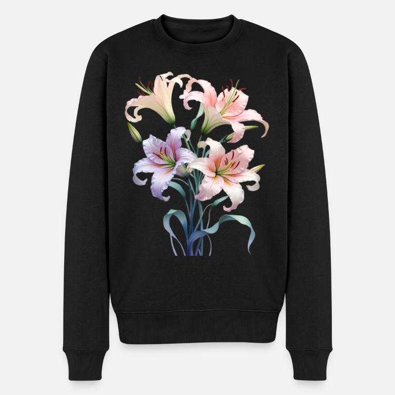 Bouquet de lys pastel - Pull Premium bio Homme - noir