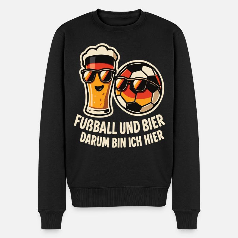 Fußball und Bier Deutschland Fan - Männer Premium Bio Pullover - Schwarz