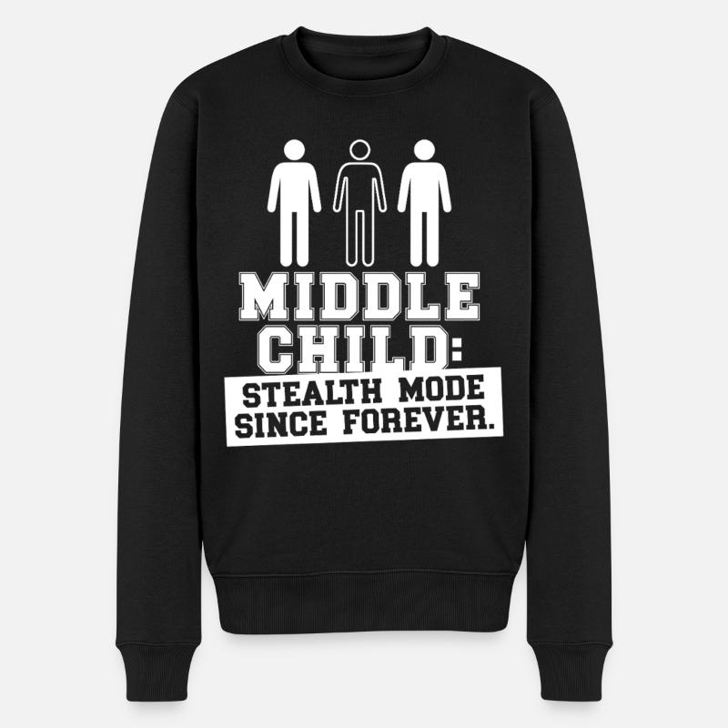 Mittelkind Mittleres Kind Bruder Schwester - Männer Premium Bio Pullover - Schwarz