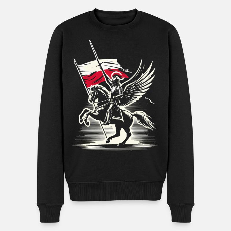 Polnische geflügelte Husarenritterkunst - Männer Premium Bio Pullover - Schwarz