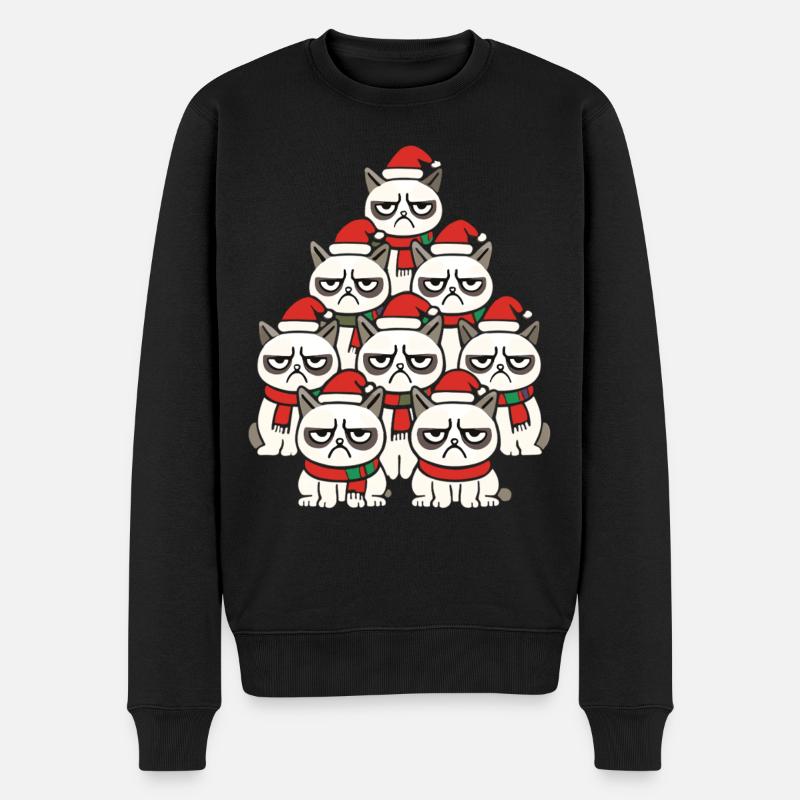  Grumpy Christmas Cats – Lustiges Katzen - Männer Premium Bio Pullover - Schwarz