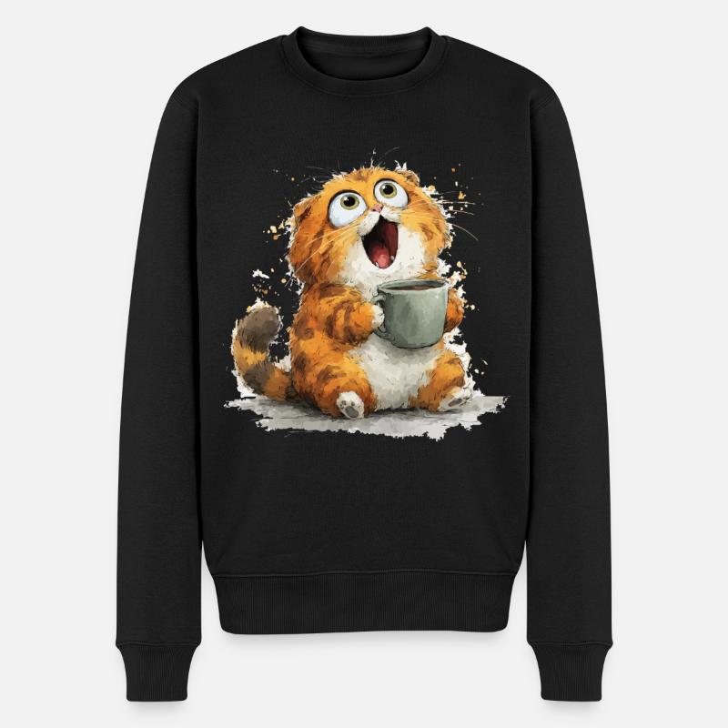 Katzenkaffee: Kulleraugen Latte - Männer Premium Bio Pullover - Schwarz