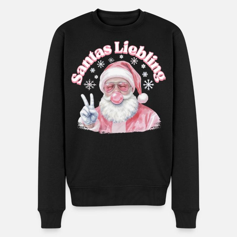 Santa's Lieblinge Pink Weihnacht - Männer Premium Bio Pullover - Schwarz