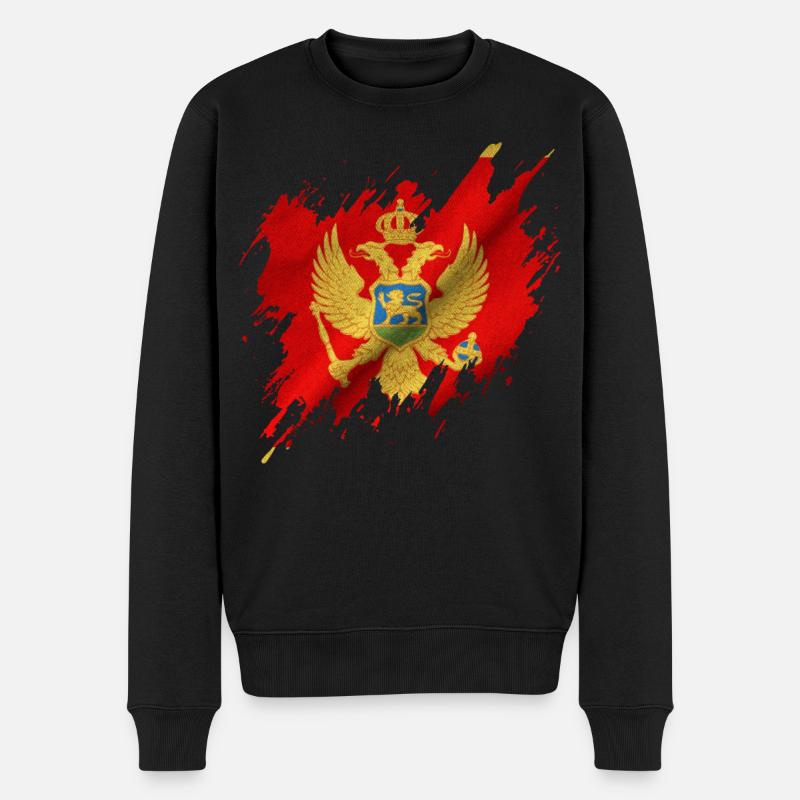 Drapeau du Monténégro, style déchiré - Pull Premium bio Homme - noir