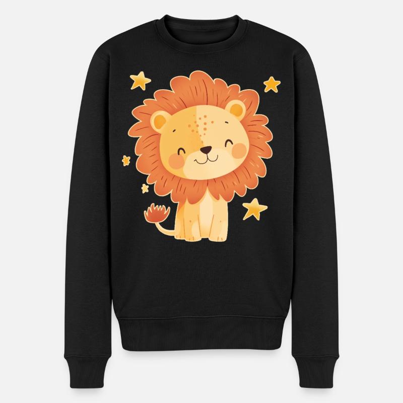 Löwe mit Sternenhimmel - Männer Premium Bio Pullover - Schwarz