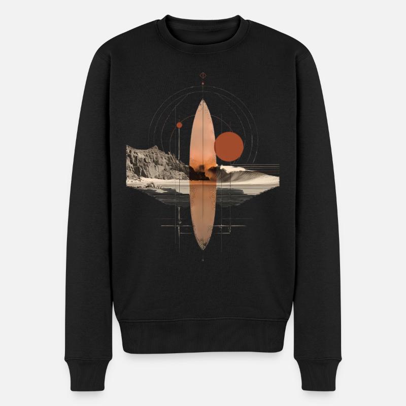 Copper Waves Orbit - Planche de surf géométrique - Pull Premium bio Homme - noir