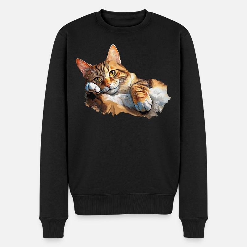 Katze - Männer Premium Bio Pullover - Schwarz