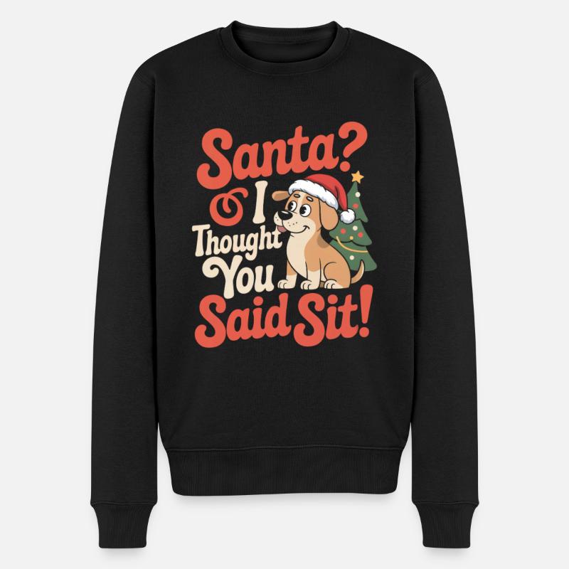 Lustiger Weihnachtshund - Männer Premium Bio Pullover - Schwarz