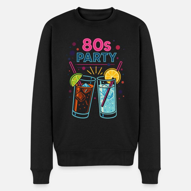 80s Party Neon Drinks - Männer Premium Bio Pullover - Schwarz