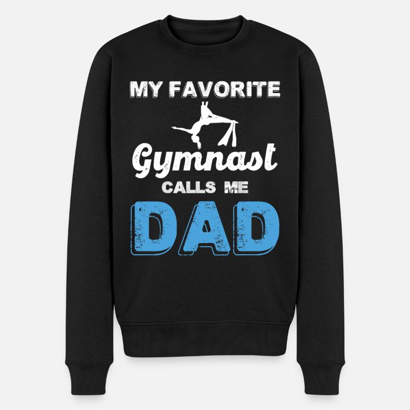 Mein Lieblingsturner nennt mich Dad - Männer Premium Bio Pullover - Schwarz