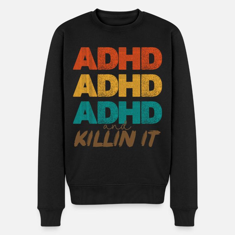 ADHD Power Farbstacking - Männer Premium Bio Pullover - Schwarz