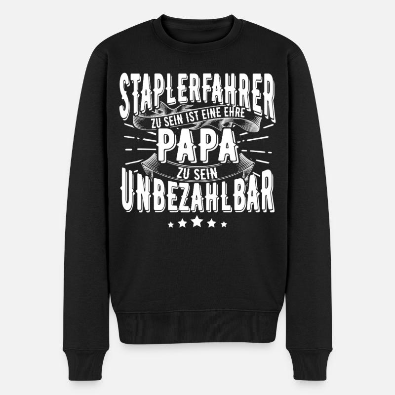 Staplerfahrer Papa - Männer Premium Bio Pullover - Schwarz