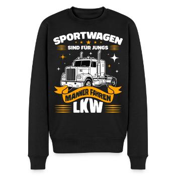 Sportwagen sind für Jungs - Männer fahren LKW - Männer Premium Bio Pullover - Schwarz - Vorne - Nico (187cm)