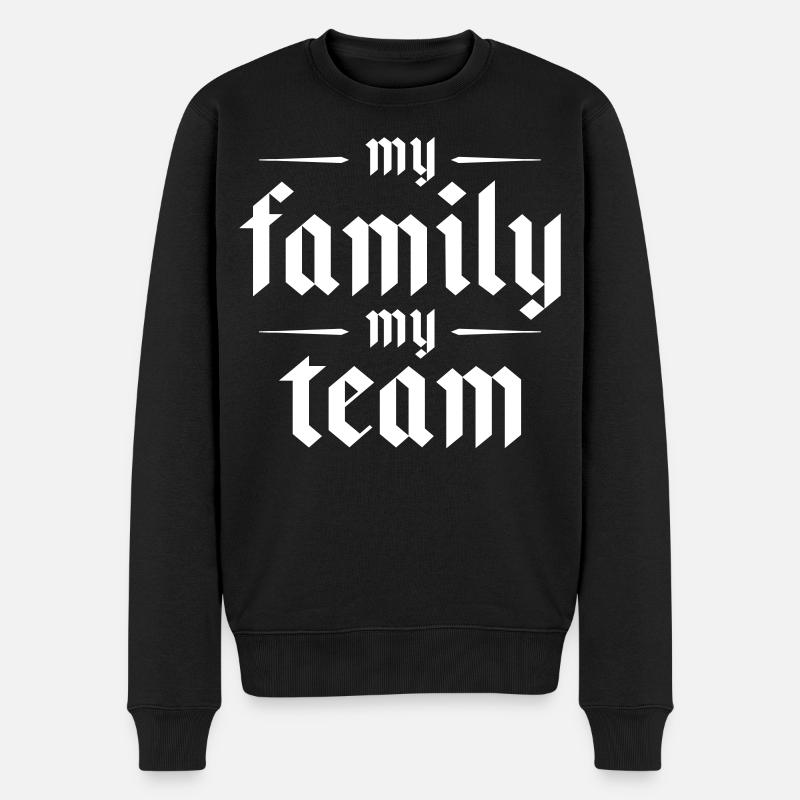 Meine Familie Team Spruch - Männer Premium Bio Pullover - Schwarz