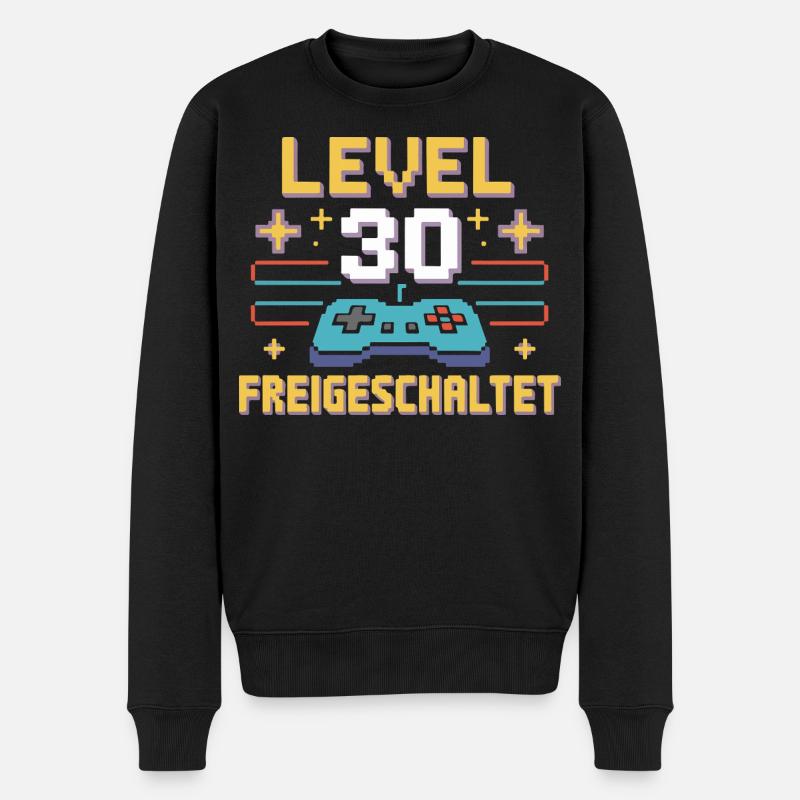 Level 30 Freigeschaltet - Männer Premium Bio Pullover - Schwarz
