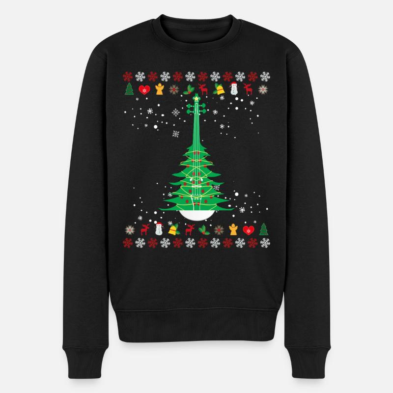 Geige Weihnachtsbaum - Männer Premium Bio Pullover - Schwarz