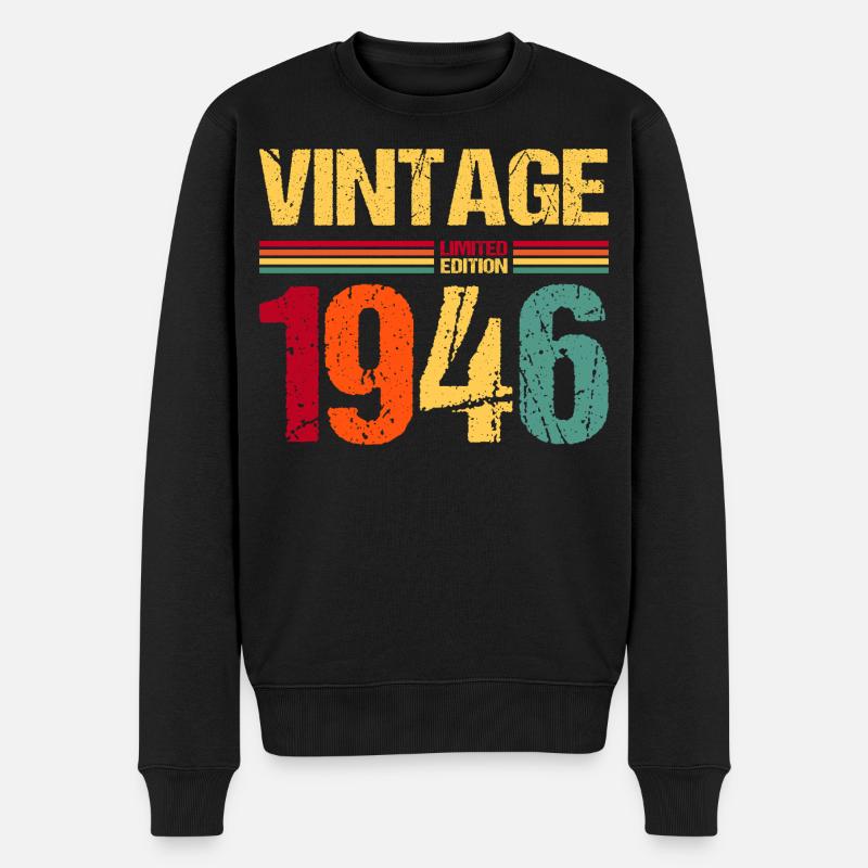 80e anniversaire Né en 1946 - Pull Premium bio Homme - noir