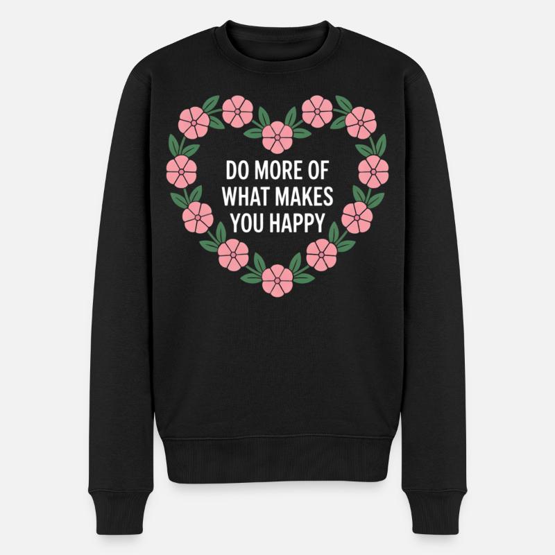 Blomsterhjerte Mere lykke - Økologisk premium-sweatshirt til mænd - sort