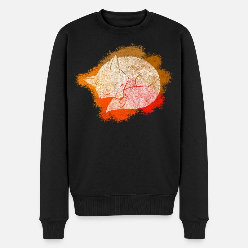 Renard Zentangle - Pull Premium bio Homme - noir