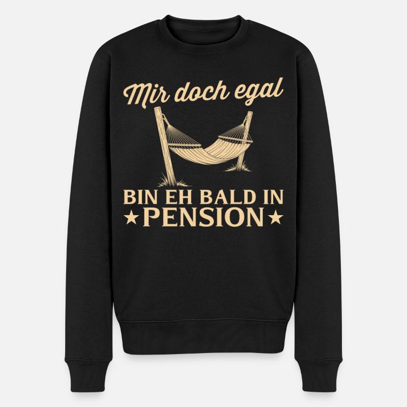 Pensionär Hängematte - Eh bald in Pension - Männer Premium Bio Pullover - Schwarz