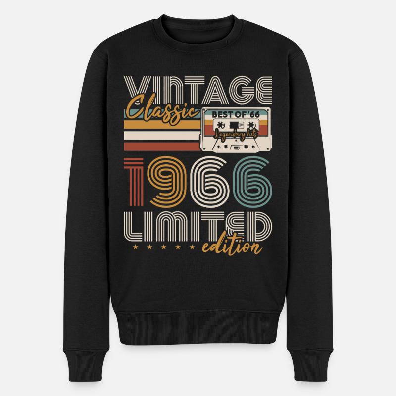Jahrgang 1966 Geboren Geburtstags Geschenk - Männer Premium Bio Pullover - Schwarz