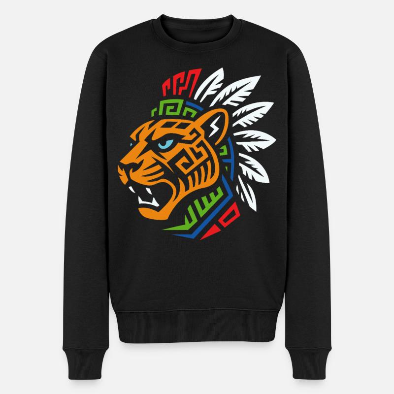 Tribal Tiger – Kraftvolles Ethno Design - Männer Premium Bio Pullover - Schwarz