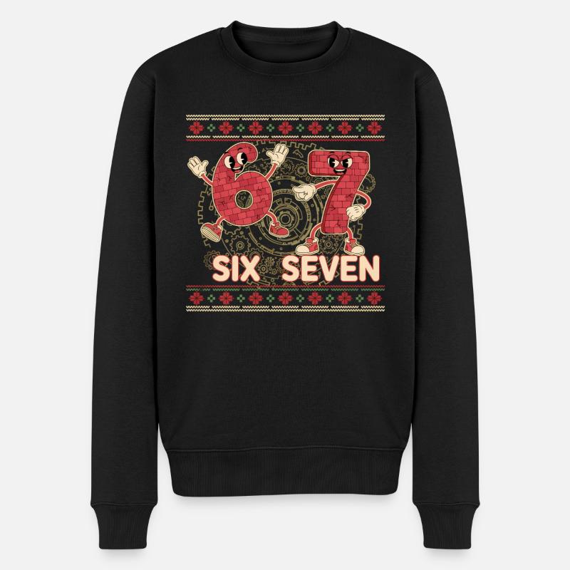 6 7 Sechs Sieben Meme – Aura Points Weihnachten  - Männer Premium Bio Pullover - Schwarz