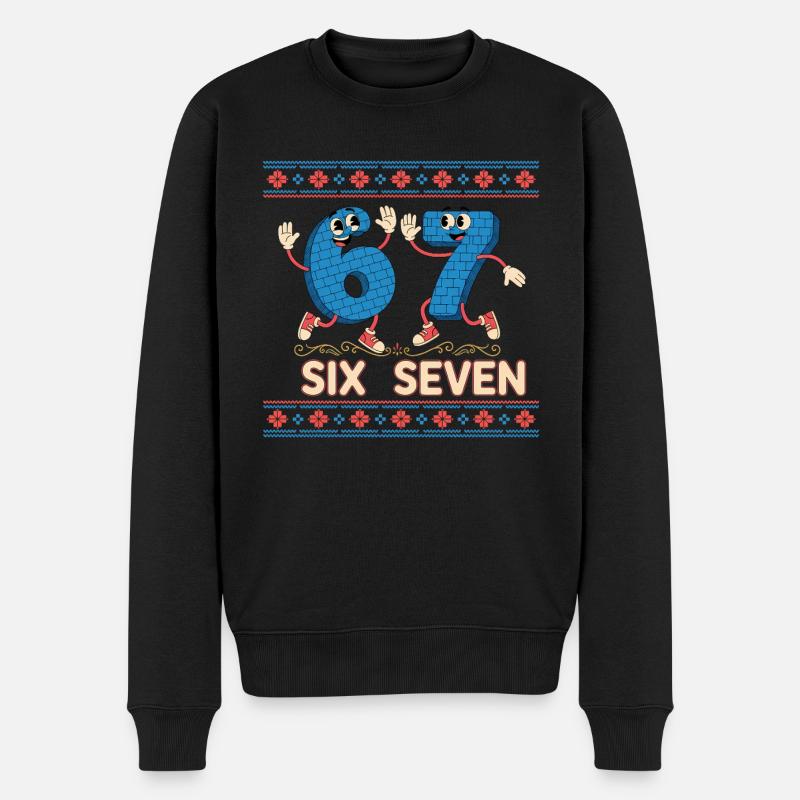 6 7 Sechs Sieben Meme - Männer Premium Bio Pullover - Schwarz