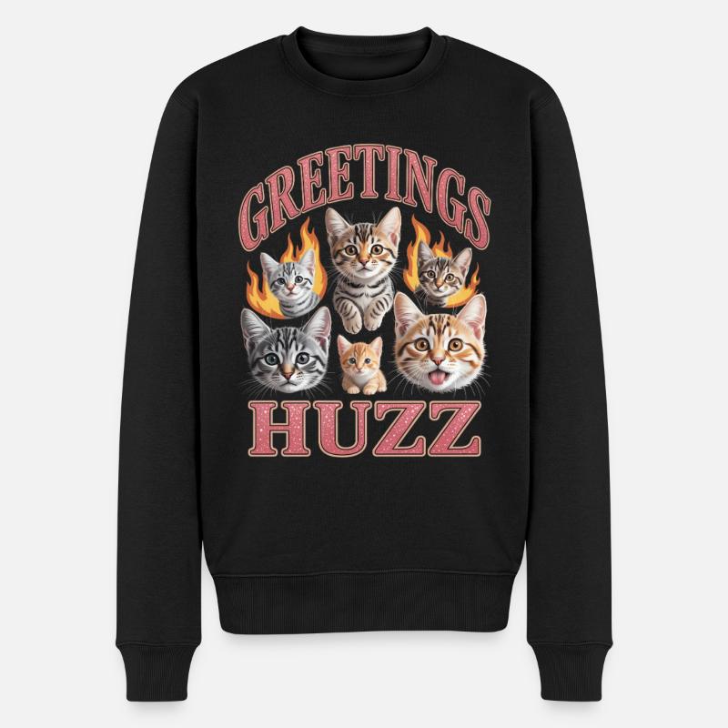Greetings Huzz Unwearable Bootleg - Männer Premium Bio Pullover - Schwarz