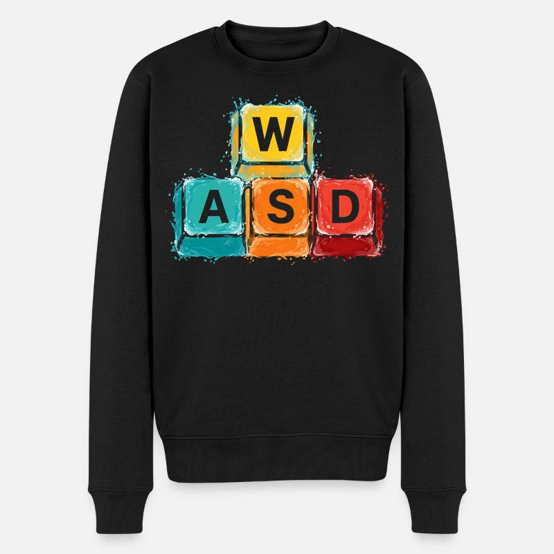 WASD Gaming Tasten - Männer Premium Bio Pullover - Schwarz