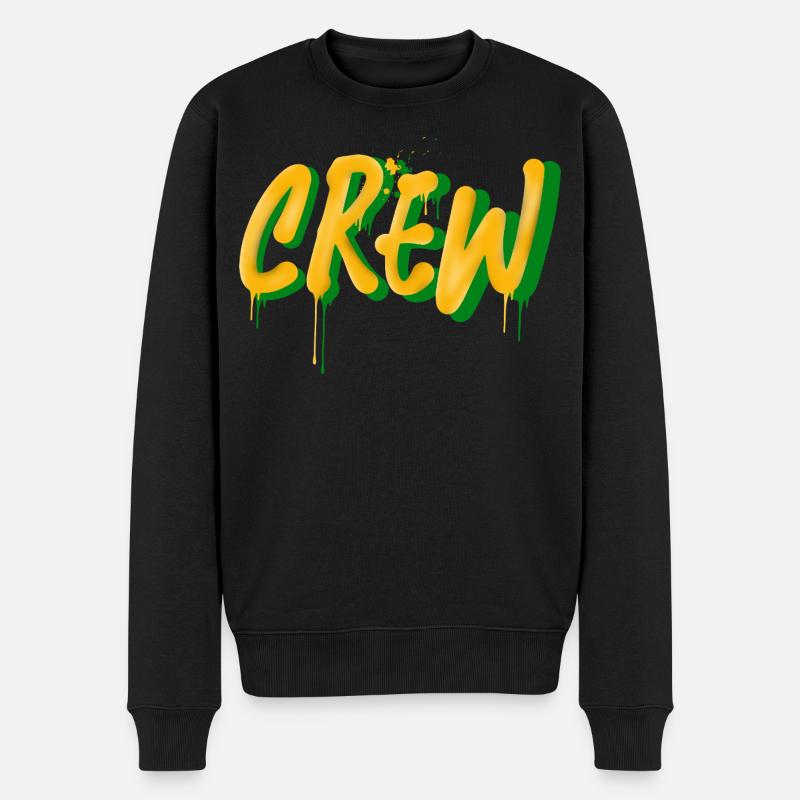 Crew - Männer Premium Bio Pullover - Schwarz