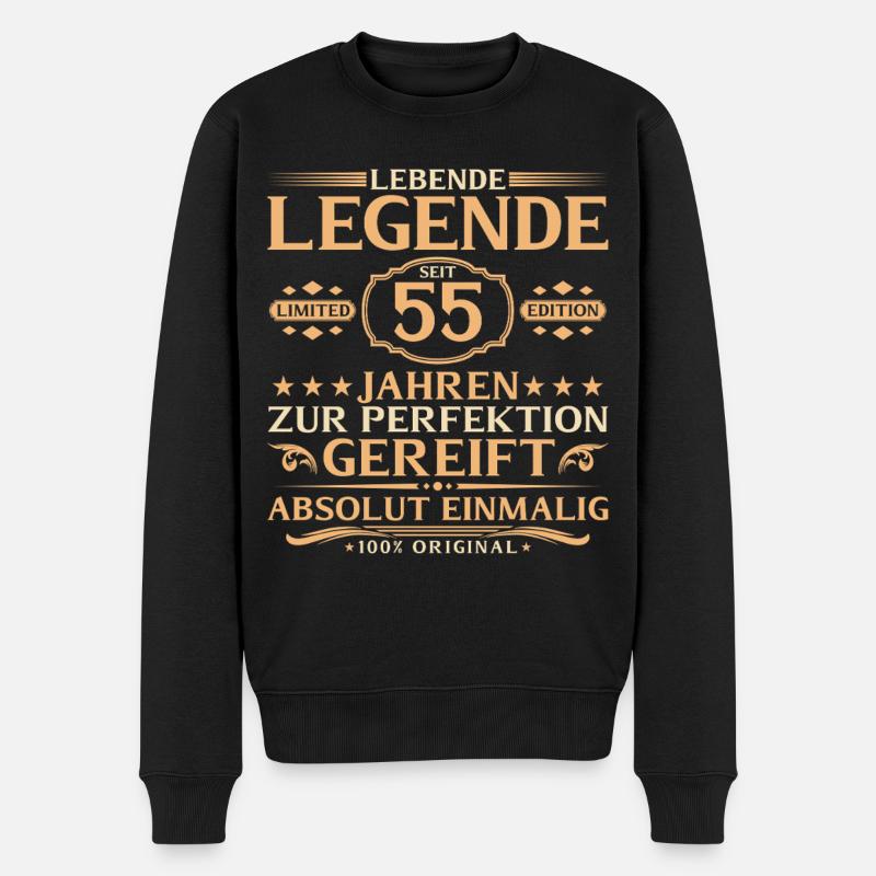 55. Geburtstag - Lebende Legende seit 55 Jahren - Männer Premium Bio Pullover - Schwarz