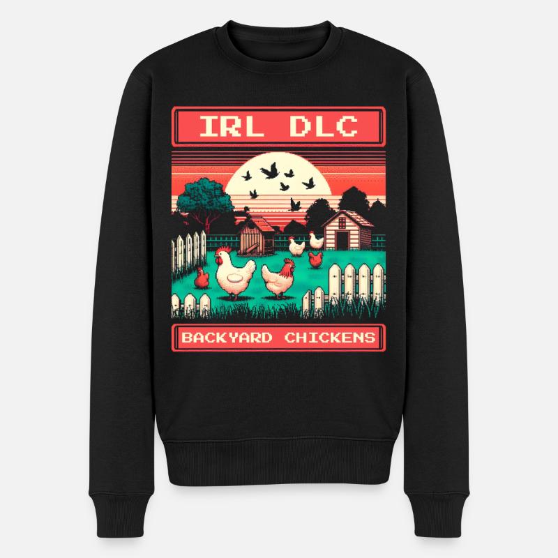 DLC IRL | Poules dans le jardin - Pull Premium bio Homme - noir