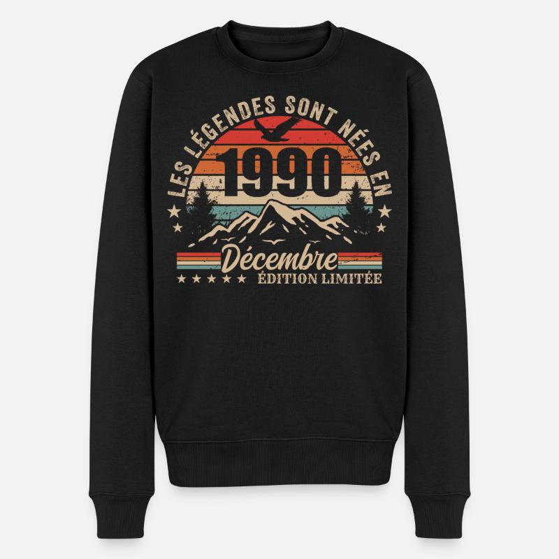 Retro Dezember 1990 - 35 Jahre Geschenk - Männer Premium Bio Pullover - Schwarz