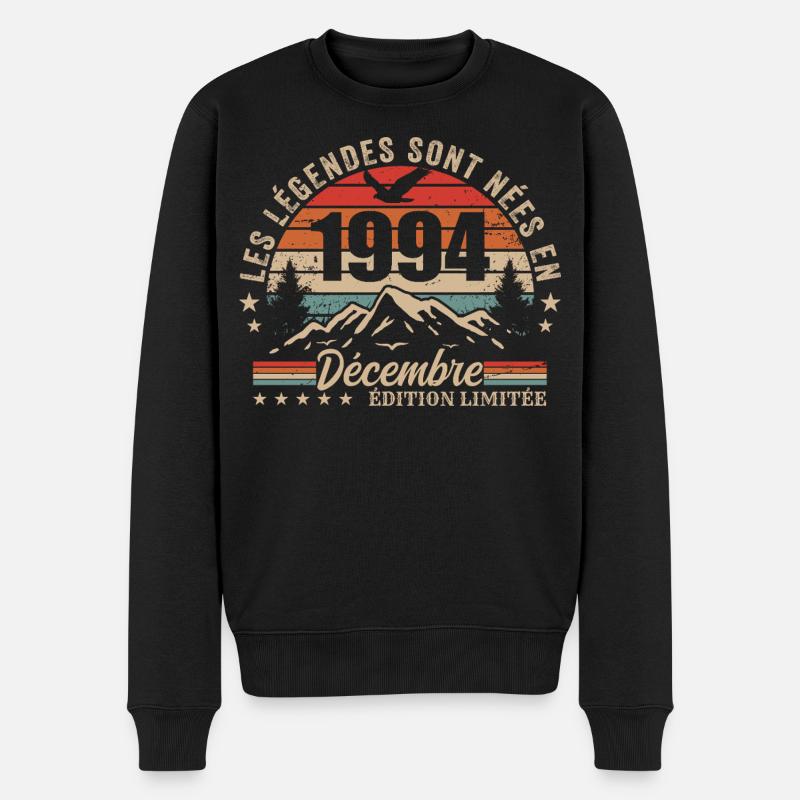 Rétro Décembre 1994 - Cadeau 31 Ans - Pull Premium bio Homme - noir