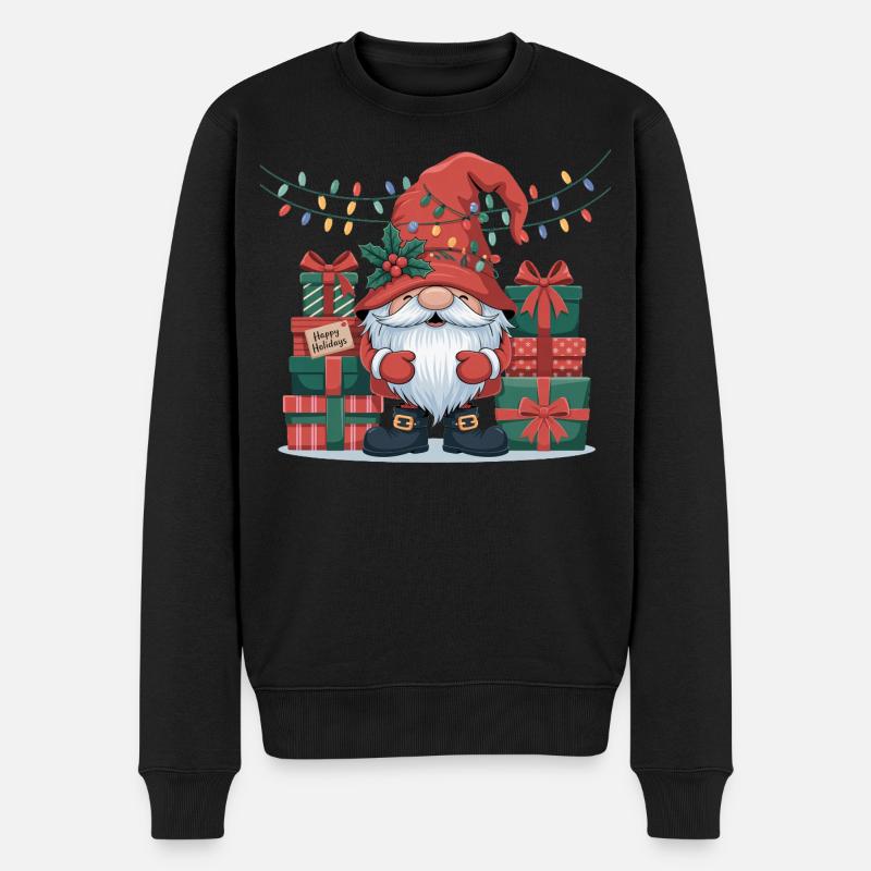 Weihnachten Wichtel Gnome - Männer Premium Bio Pullover - Schwarz